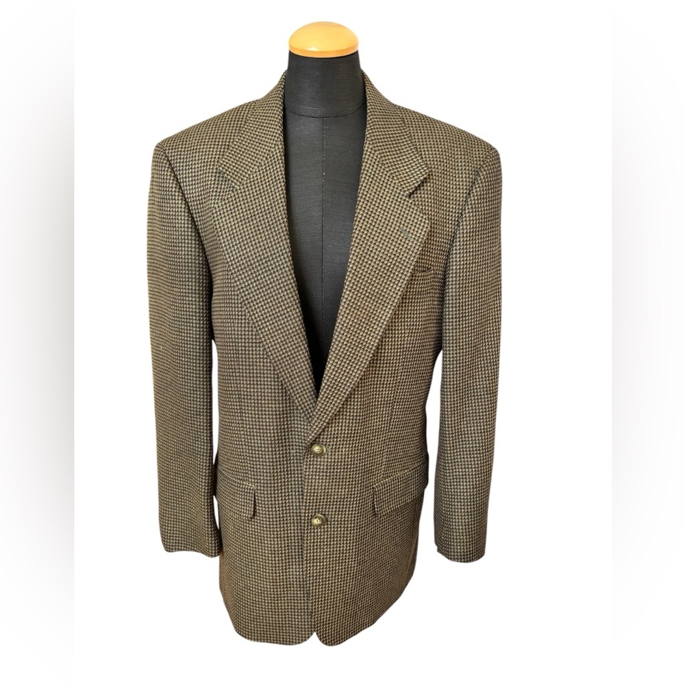Petrocelli Vintage Silk & Wool Houndstooth Blazer Sport Coat Size 36R